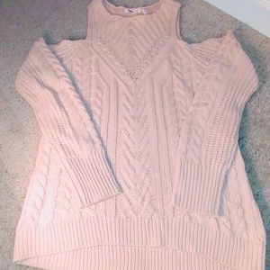 Blush cold shoulder sweater